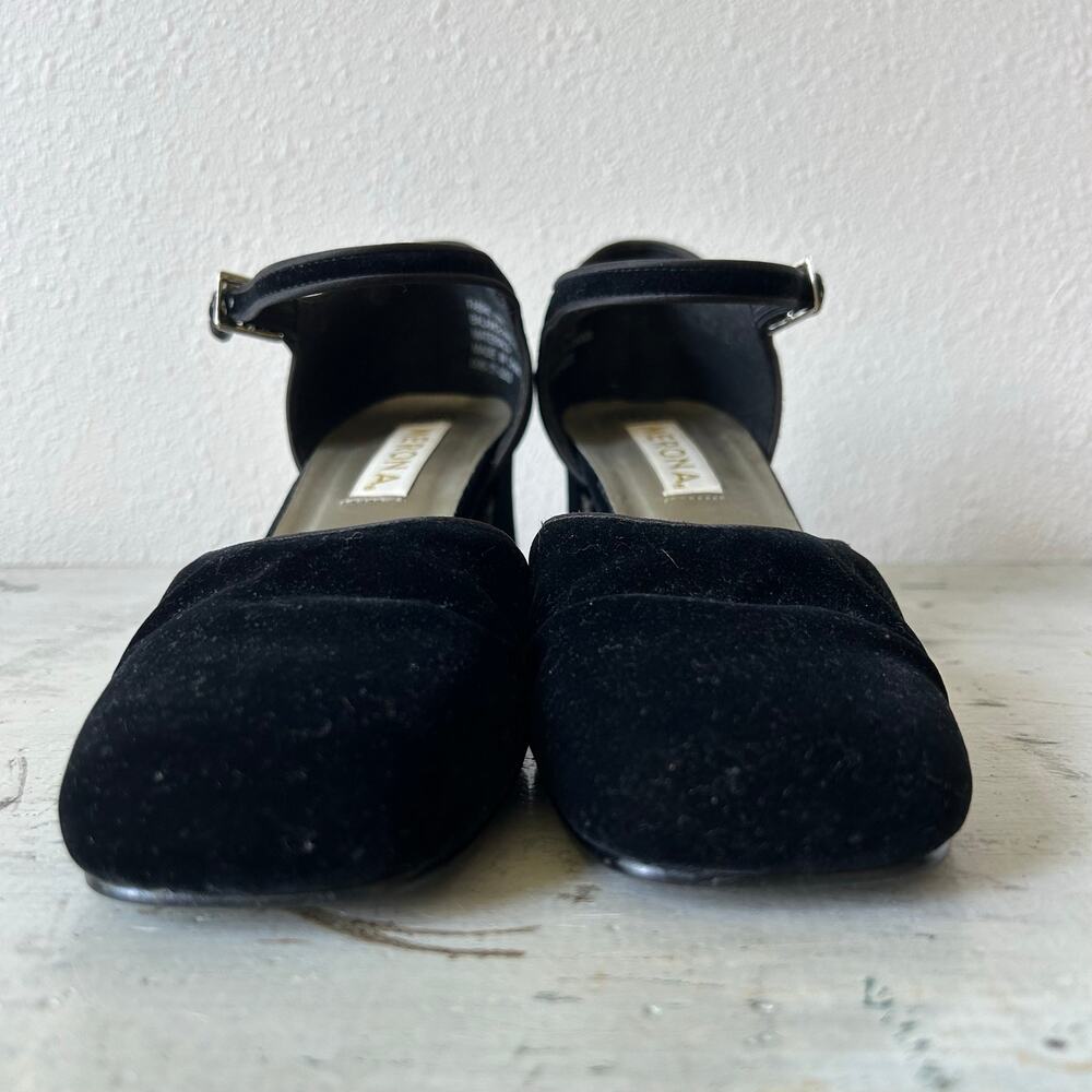 Merona Black Velvet Mary Jane Block Heel Pumps Women's Size 7.5 - Picture 8 of 11
